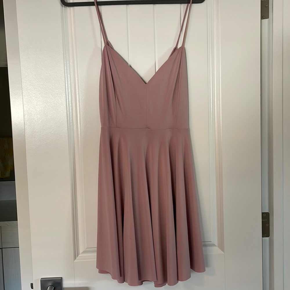 Kimchi Blue Pink Mini Dress, Low Cut, Cross Back